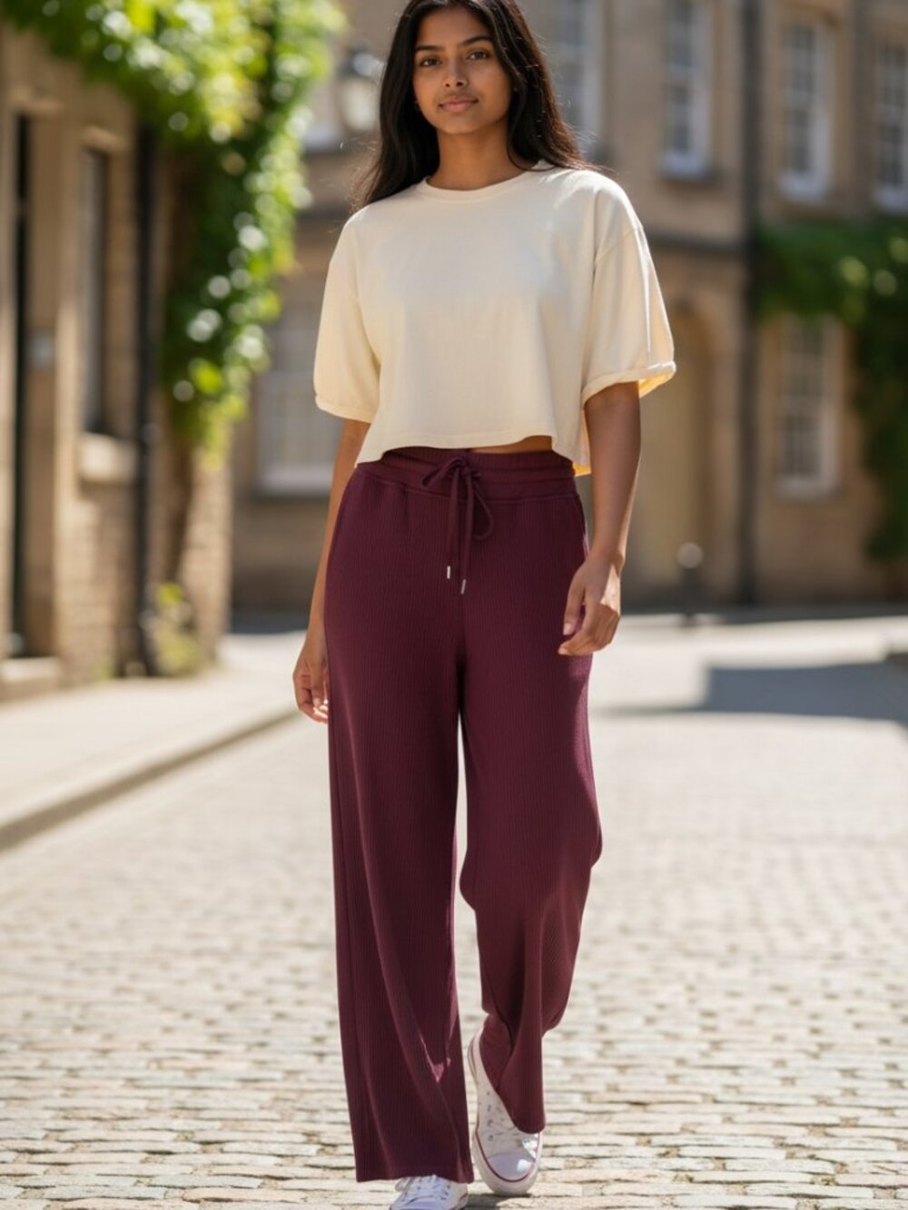 Zobha Wide Leg Ribbed Lounge Pants